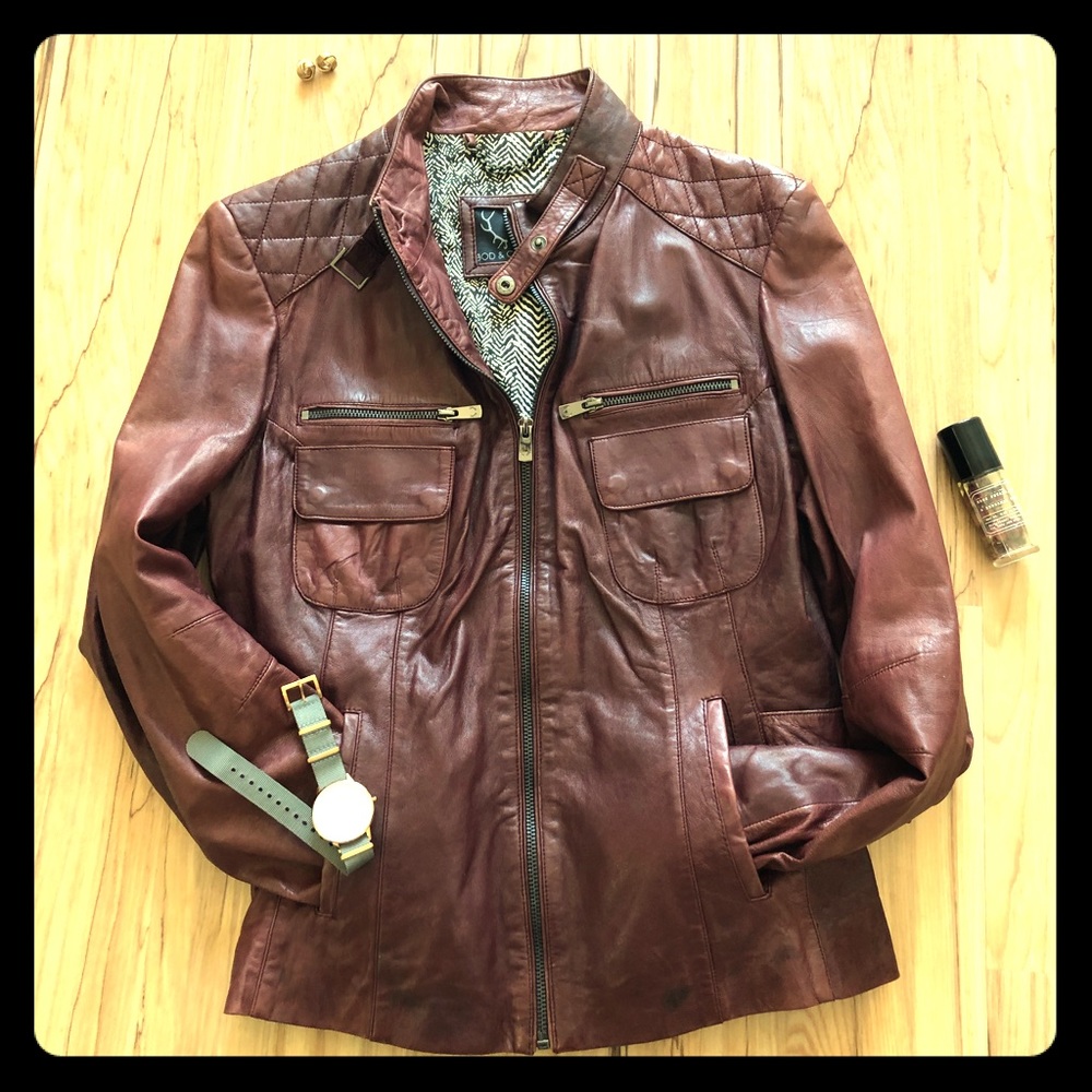 🕶 Beautiful maroon leather moto jacket  🕶